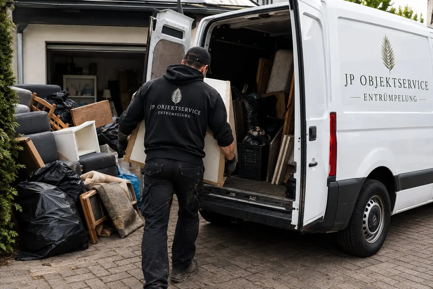 Beladung des Transporters bei einer Entrümpelung